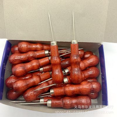 with Hook and Hole Awl Tool Punching Shoe Fix Crochet Hook Set Seam Shoe Sole Gourd Awl Wooden Handle Needle Awl