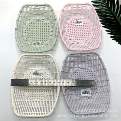 Desktop Storage Basket Household Fruit Storage Basket Office Finishing Storage Basket Imitation Rattan Woven Plastic Storage Box