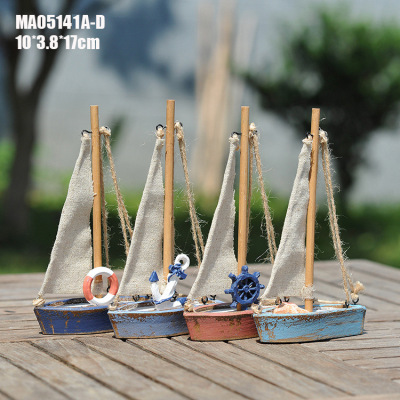 Old wooden fishing boats Cross the border to make new Mediterranean Home Furnishing pieces Mini Wooden Boat net Boat - Myron