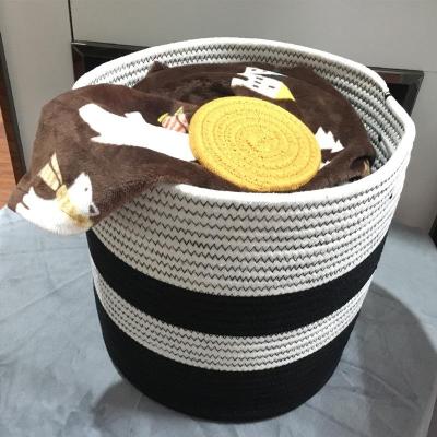 Cotton cord woven hand basket customized clothing toy cotton cord basket foreign trade folding laundry basket
