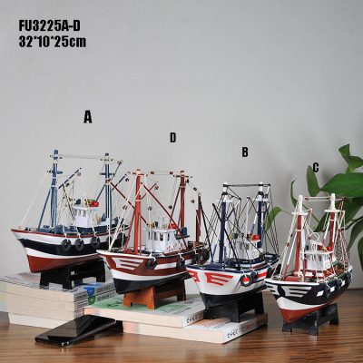 A wooden fishing boat with 32CM by hand creative home decoration home decoration gift crafts