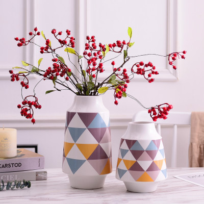 Simple Modern European Style New Chinese Ceramic Vase Flower Two-Piece Set Domestic Ornaments Set Crafts
