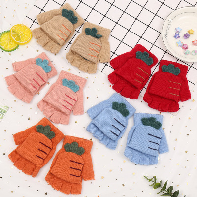 The Radish Striped students imitation cashmere gloves