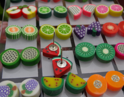 Polymer Clay Slice Stud Earrings Fruit/Pastry/Animal/Cartoon DIY Accessories Factory Direct Sales Stall Accessories