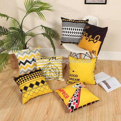 Yellow simple pillow cover British pillow cover sofa headrest cover foreign trade supply pillow cover