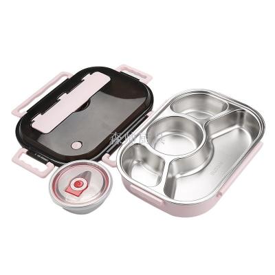 304 Stainless Steel Lunch Box Plate Crisper Anti-Scald with Soup Bowl Lunch Box Portable Bento Box