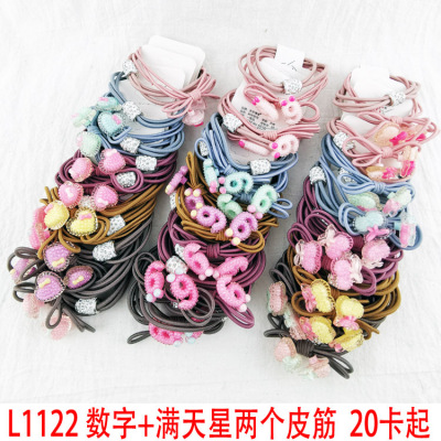 L1122 Number + Starry Two Elastic Band Hair Rope Headdress Headband Hair Band Yiwu 2 Yuan Ornament Wholesale