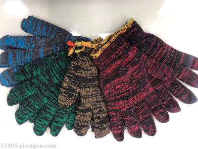 Flowered yarn gloves work outdoors labor protection gloves anti-slip or work thickened male site handling work