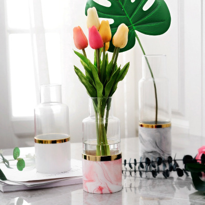 INS Style Hydroponic Plant High Glass Vase Transparent Flower Container Creative Nordic Decoration Flower Pot Dried Flower Vase