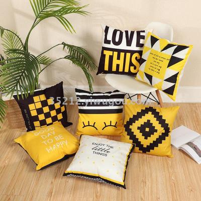 Yellow simple pillow cover British pillow cover sofa headrest cover foreign trade supply pillow cover