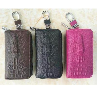 Leather crocodile head car key bag lumbar latchkey bag multi-function zipper key bag