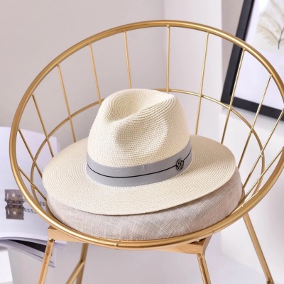 Summer fashion youth M label hat Chic woman Travel shopping photo shoot Beach versatile Jazz hat hat