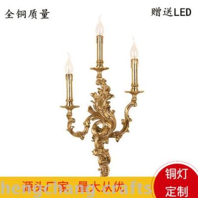 French Copper Candle Lamp Hotel Clubhouse Palace Villa Retro Wall Lamp Indoor Lighting Bedroom bedside lamp