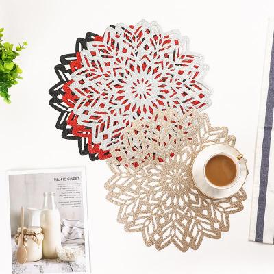 Creative Waterproof Non-Slip round Placemat Environmental Protection Soup Placemat PVC Placemat Heat Proof Mat Hollow out