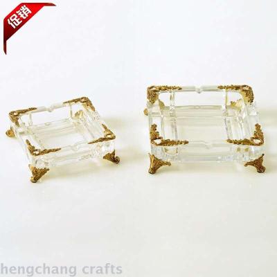 American crystal glass pure copper home accessories living room coffee table high-grade luxury ashtray ornaments 