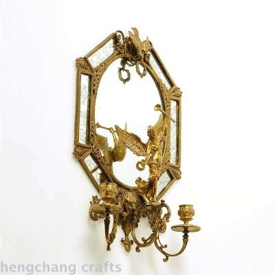 European-Style American-Style Living Room Entrance Luxury Decorations Home Ceramics with Copper High-End Candlestick Mirror Wall Decoration Ornaments