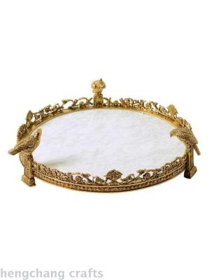 European French American Marble with Pure Copper Fruit Tray Tray Decoration High-End Luxury Decoration Large Tray
