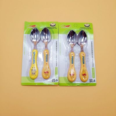 Creative Cartoon Stainless Steel Spoon Cute Plastic Handle Spoon Children's Anti-Scald Spoon Two Yuan Store Hot Sale Supply