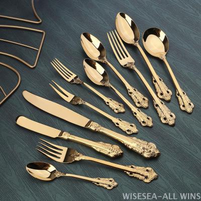 Golden 304 High quality stainless steel tableware gift set cutlery knife fork soup spoon