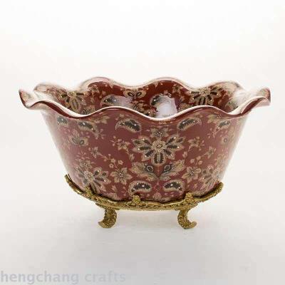 American ceramics with copper red high temperature porcelain home furnishings Villa Club high end luxury fruit plate
