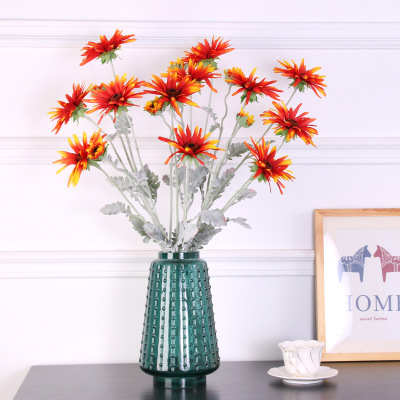 Manufacturers wholesale site layout props simulation sunflower flocking living room decoration wedding fake sun chrysanthemum