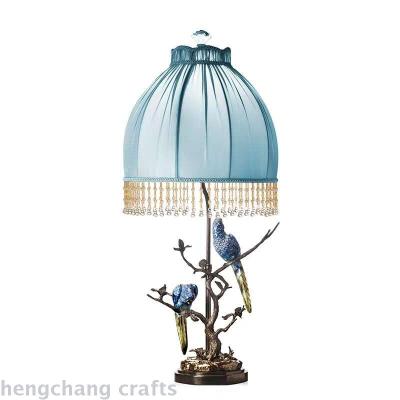 European-Style Retro Parrot Bird Table Lamp Decoration Villa Model House High-End Luxury Ceramic with Copper Living Room Lamps