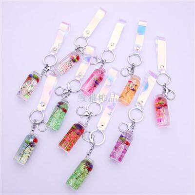 Creative ACRYLIC into oil spangled key chain bag