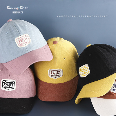 Children's Hat 2020 New Korean Style Cotton Color-Matching Letter Baby Hat Sun-Proof Spring Baseball Cap Fashion