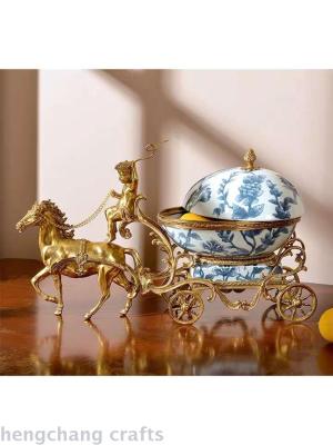 European American living room porch creative horse drawn car high end luxury ceramic jewelry storage box