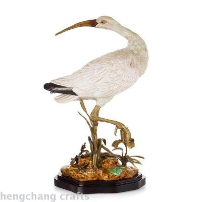 Antique ceramic inlaid with copper creative long beaked Bird Ornament living room exhibition hall ornament