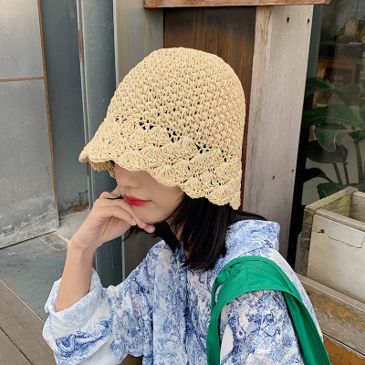 Japanese Small Bell Fisherman Hat Female Summer bucket Hat Straw Hat Korean Version Instagram Joker Face Cap Trend