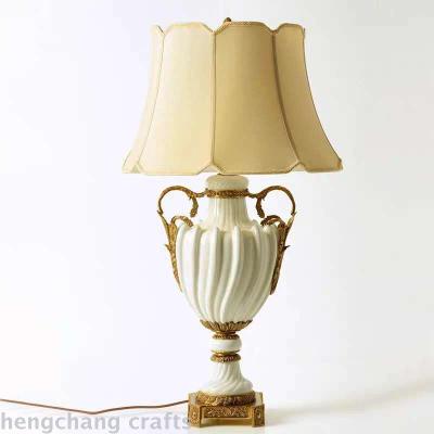 European-Style Ceramic Pure Copper Living Room Bedroom Entrance Decoration Table Lamp High-End Home Villa Luxury Crafts Ornaments