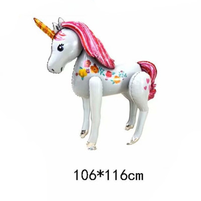 Large 3D Three-Dimensional Assembly Unicorn Balloon Standing Assembly Cartoon Animal Big Stand Horse Layout Decorative Balloon