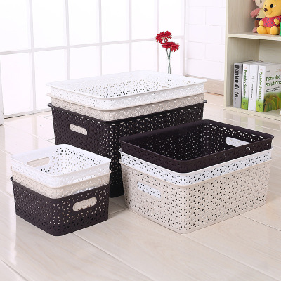 9006 Wicker basket with no cover Large finishing storage box candy color multi-ribbon cover storage basket