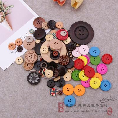Wooden buttons natural wooden buttons wooden two eyes four eyes round color personality big coat button shirt button
