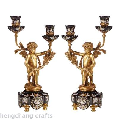 European-Style Creative Angel Candlestick Ceramic with Copper Furnishings American Style Furnishings Decorations Candle Holder Living Room Hallway Ornaments