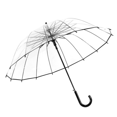Customized 16-bone Manufacturers transparent forgotten Small, fresh, straight and long handle umbrella innovation automatic thickening umbrella for men and women Environmental Protection