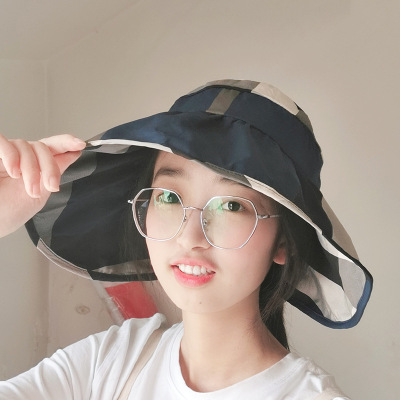 Summer Korean Hat Women's Sun Hat Sun Hat Face Cover Ultraviolet-Proof Outdoor Wide Brim Foldable Visor Wholesale