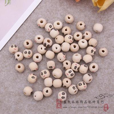 Wooden beads DIY hair accessories smiling face wooden beads accessories handmade beads materials