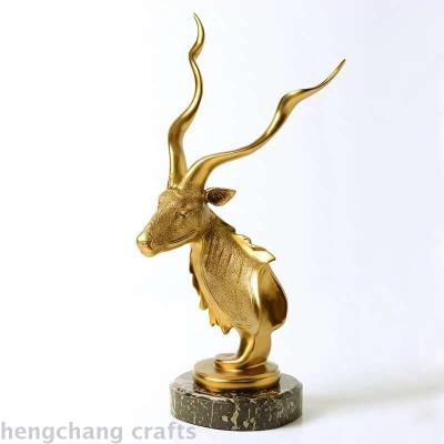 Home decoration pure copper handicraft decoration sample room soft decoration design deer head decoration decoration