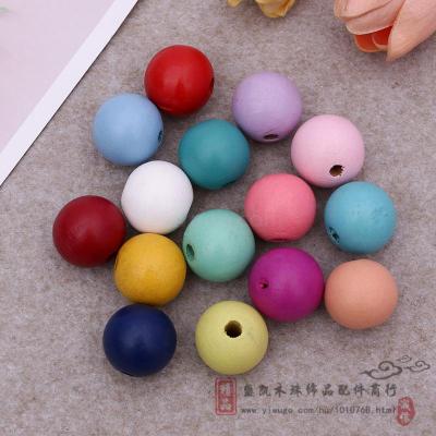 Wooden color beads round beads candy colored beads children DIY handmade beads accessories materials accessories
