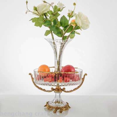 European modern crystal copper inlaid household vase flower arrangement