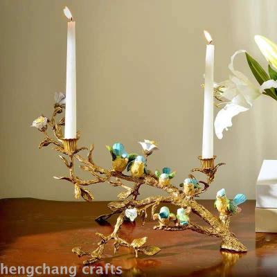 American Copper Dining Table Creative Ceramic Inlaid Copper Candle Holder European Home Club High-End Luxury Soft Decoration Ornaments