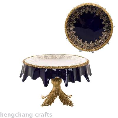 European and American ceramics with copper fruit plate luxury high-grade retro accessories tea table