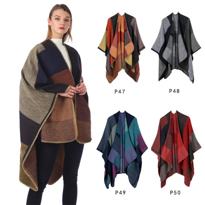 2019 New cashmere thick scarf popular in Europe and the United States EBAY autumn and winter cape split cape warm cape