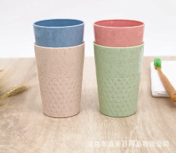 New Eco-friendly Wheat Straw Cup Minimalist Creative Gargle Cup Toothbrush Cup Diamond Pattern Washing Cup Wholesale
