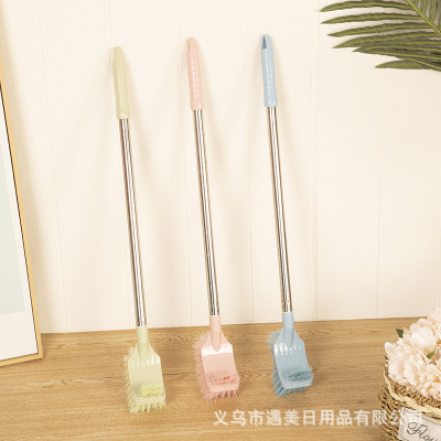 Thick Double-Sided Fur Square Head Toilet Brush No Dead Angle Bathroom Long Handle Soft Fur Wall-Mounted Household Cleaning Brush