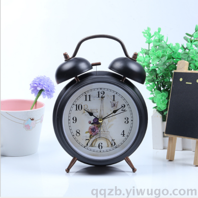 5-Inch Metal Painted White Surface Alarm Clock European Retro Iron Ringing Bell Children Wake up Alarm Watch