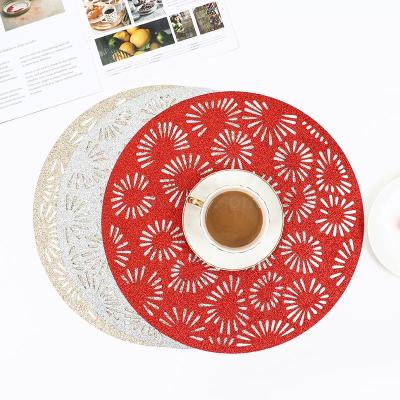 Hollow out Placemat PVC Heat Proof Mat Non-Slip Western Placemat Decorative Hot-Proof Insulation Coaster