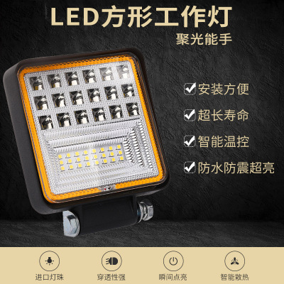 Truck Engineering Truck Forklift Energy-Saving Light 42led Truck Work Light Modification 126W Square with Color Aperture